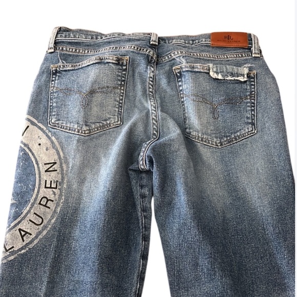 Lauren Ralph Lauren Black Label Relaxed Tapered Patchwork Logo Jean - 8 - Picture 7 of 13